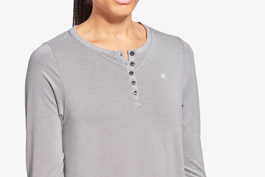 Women's Infrared Recovery Sleepwear Top Long Sleeve Henley
