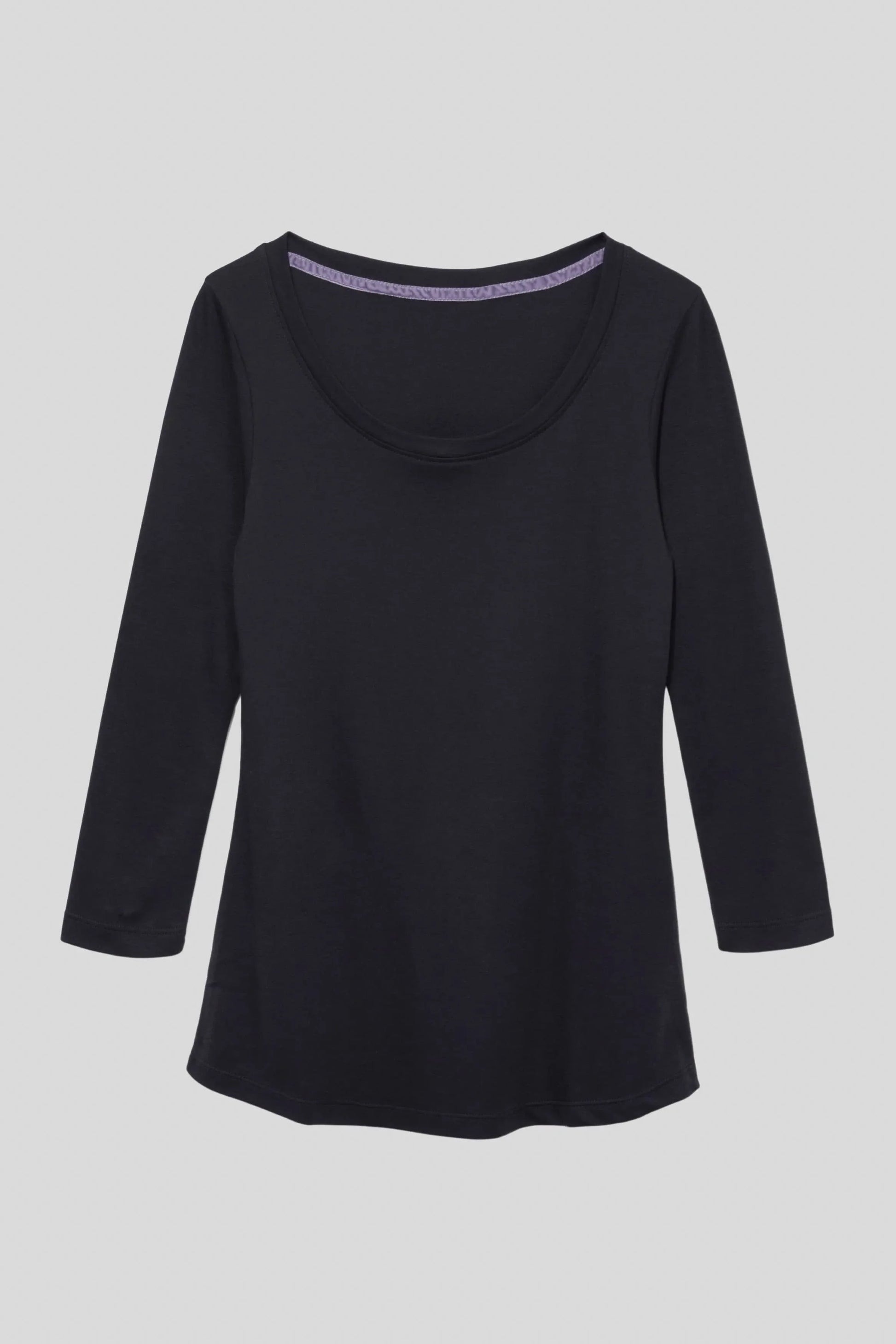 Three Quarter Sleeve Scoop Neck Cotton Modal Blend Tee