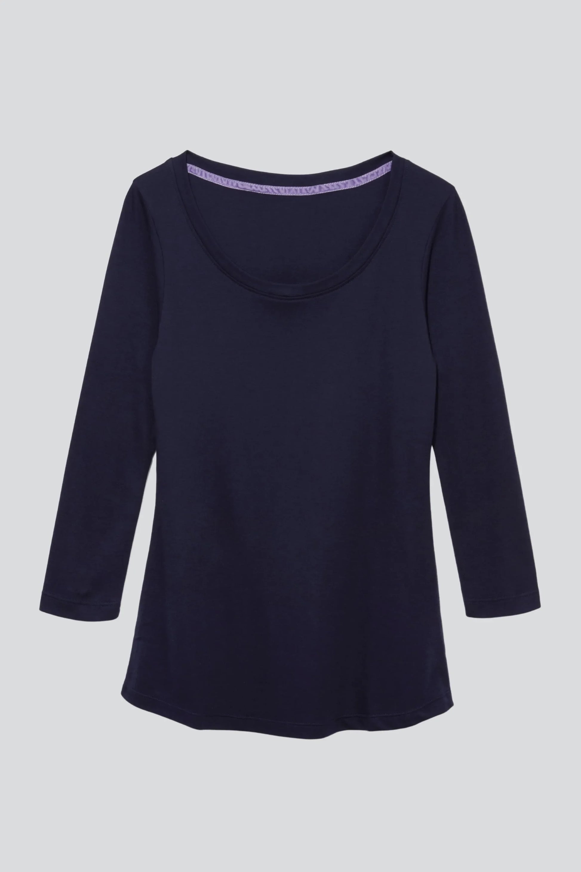 Three Quarter Sleeve Scoop Neck Cotton Modal Blend Tee