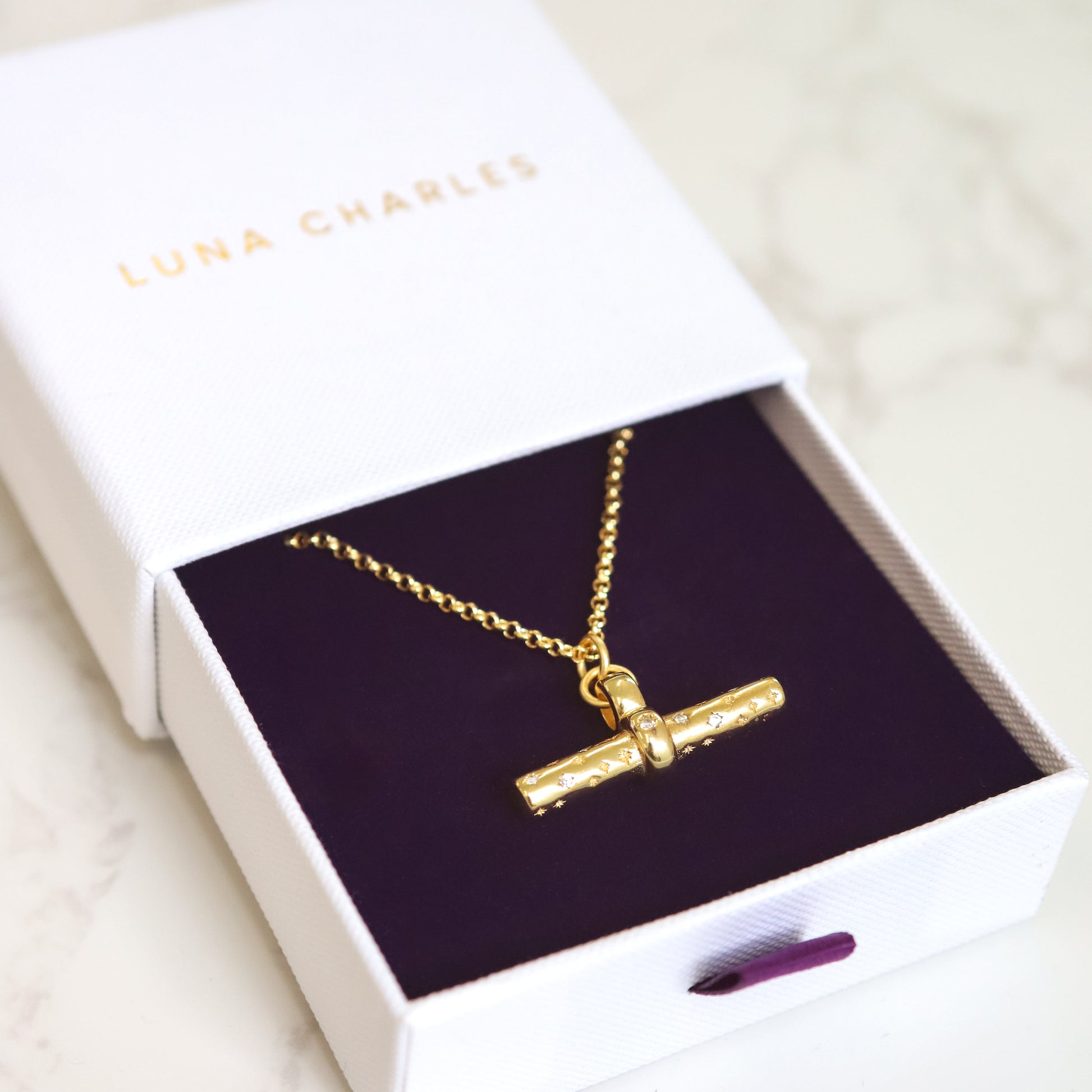 Wren T Bar Necklace in 18k Gold Plated