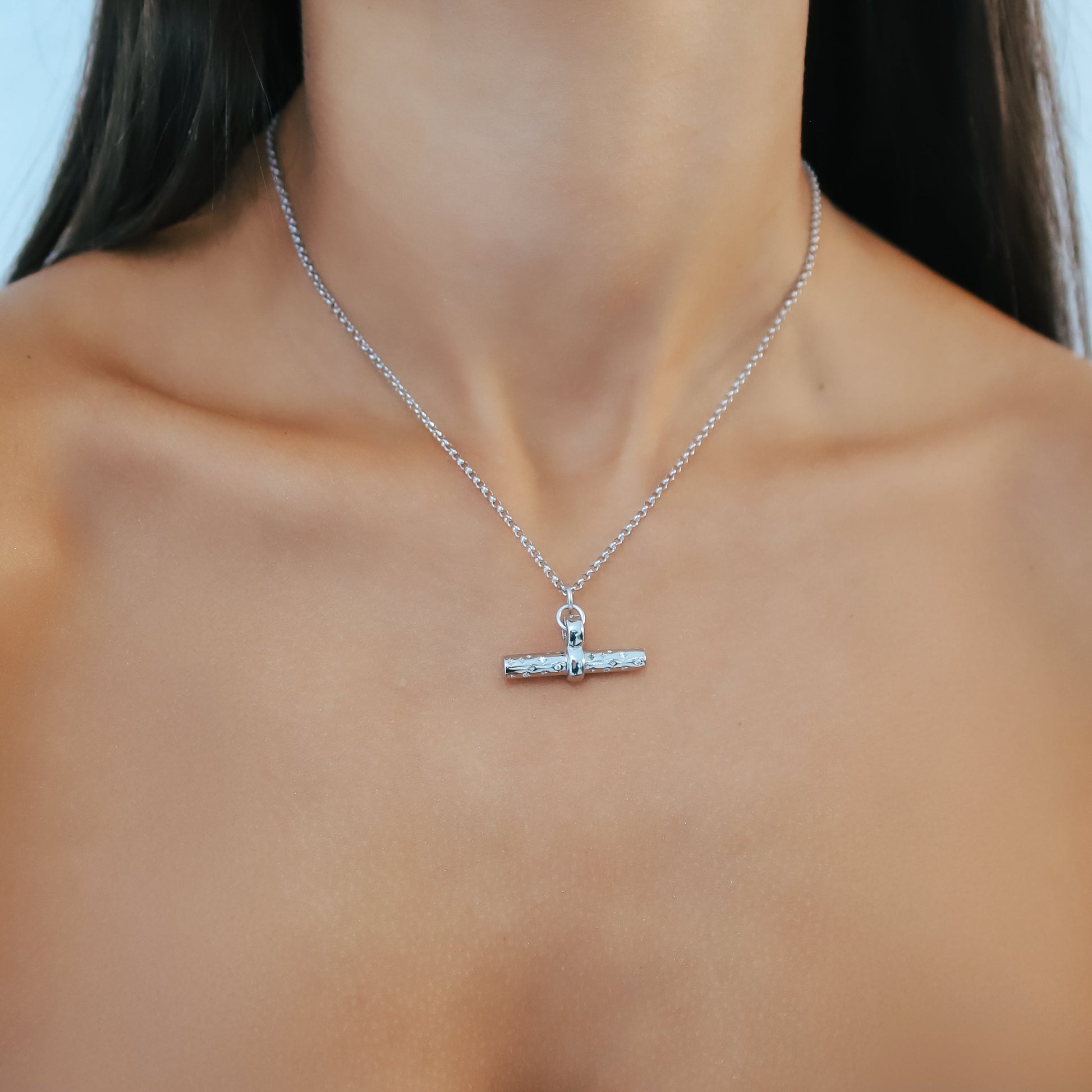 Wren T Bar Necklace Sterling Silver