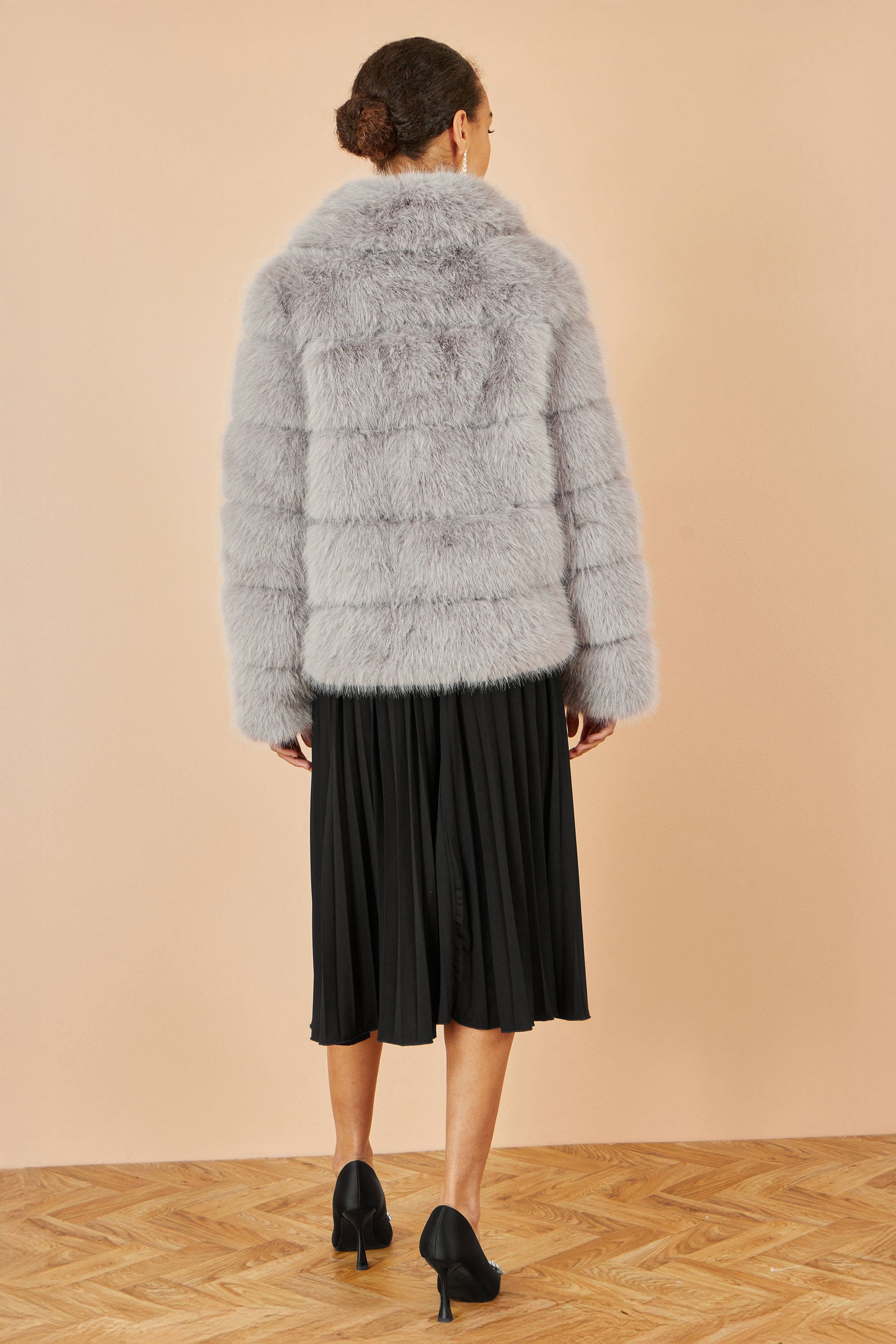 Grey Luxe Faux Fur Coat