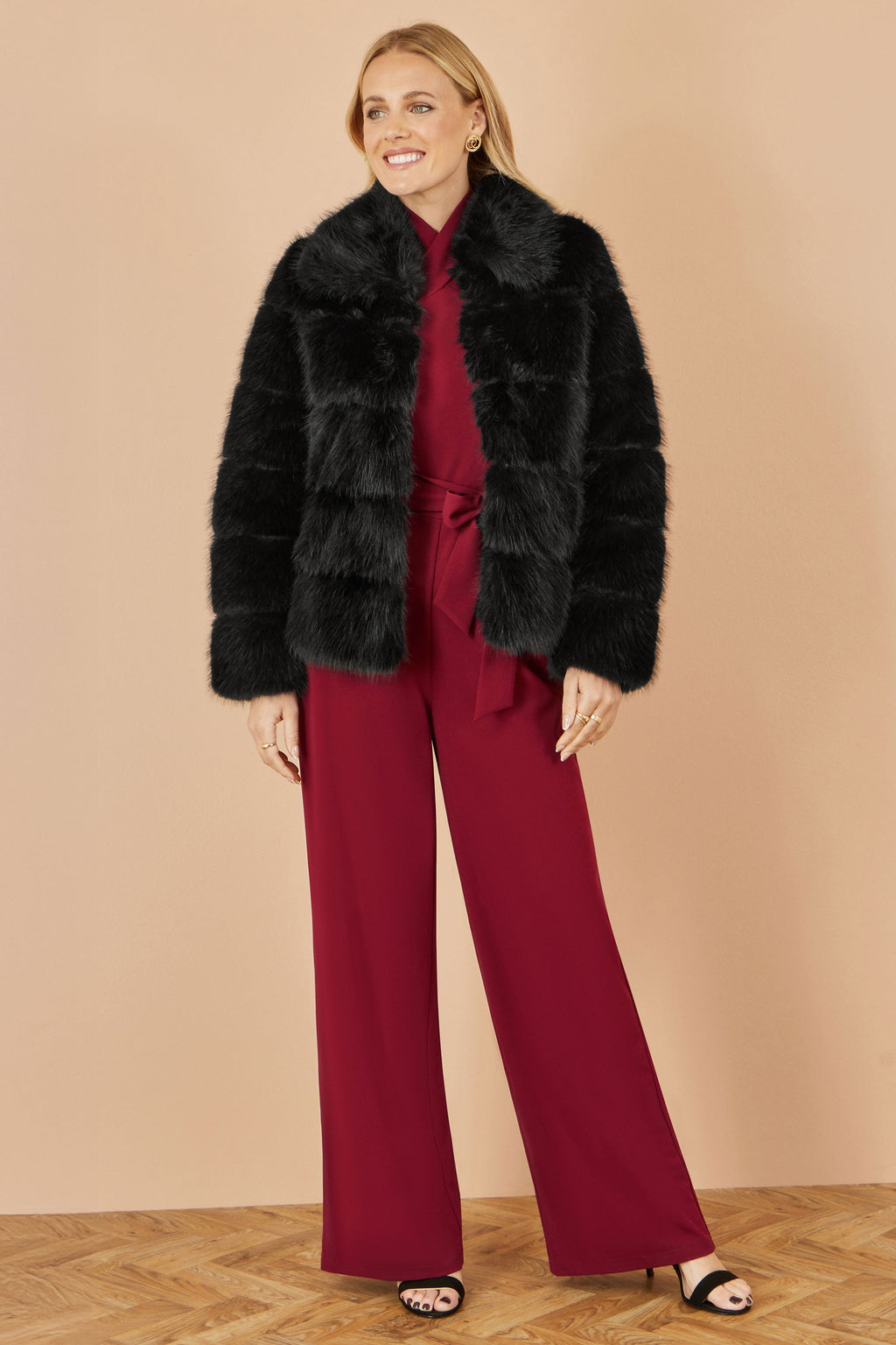 Black Luxe Faux Fur Coat