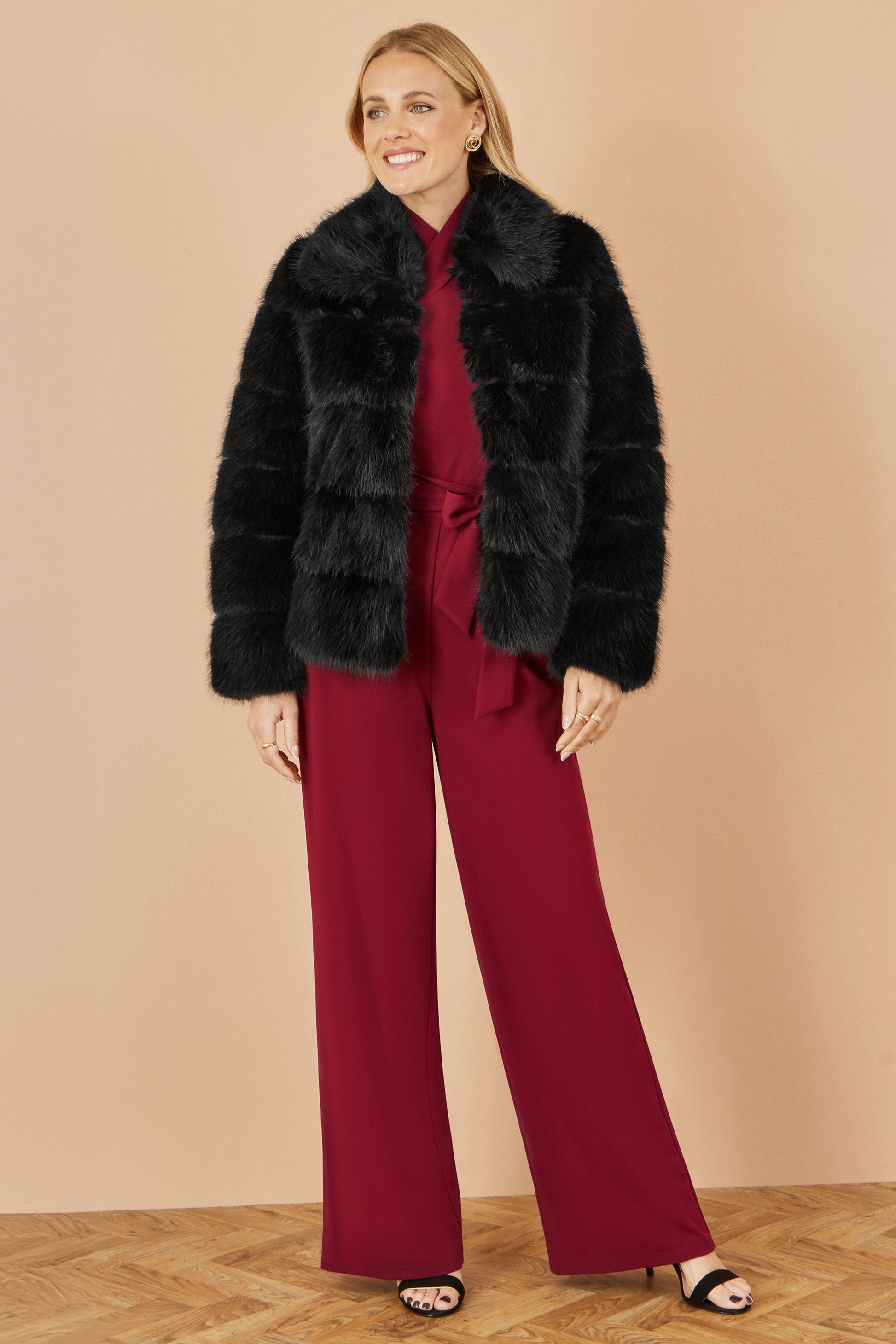 Black Luxe Faux Fur Coat