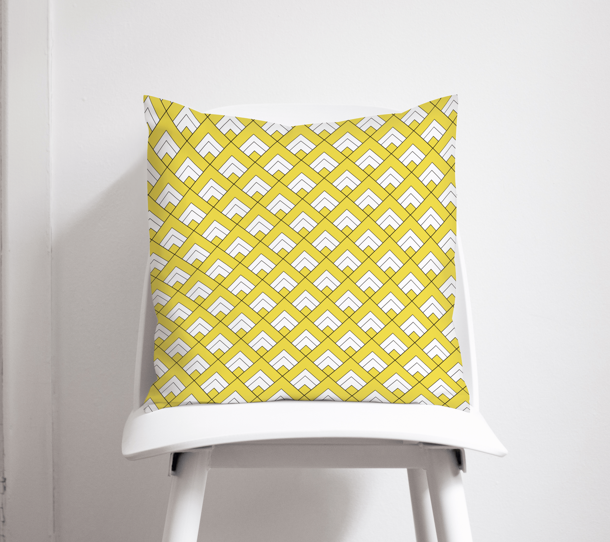 Yellow and White Geometric Tiles Throw Pillow Cover