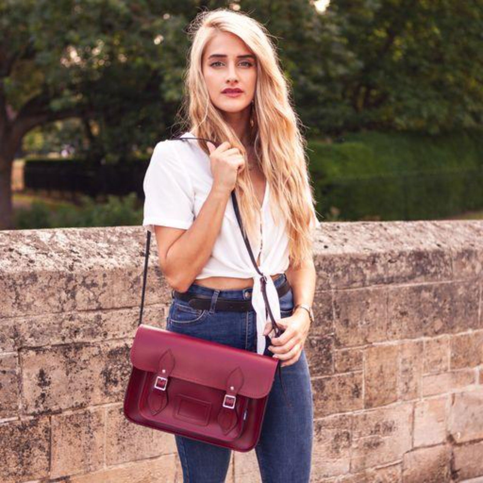 Handmade Leather Satchel in Oxblood Red
