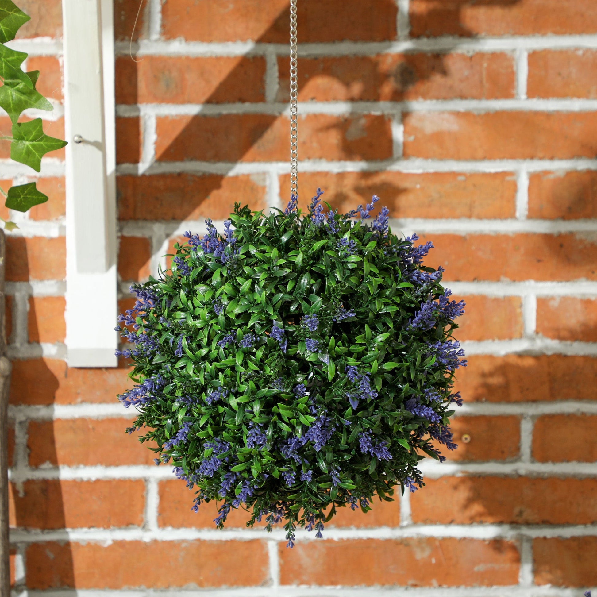 Set of 2 Purple Artificial Topiary Balls with UV Protected Leaves and Flowers
