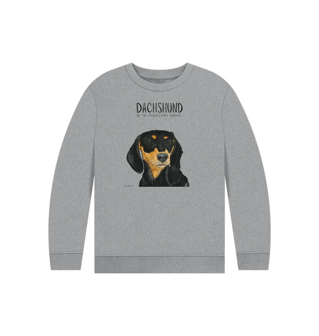 Snuggly Black and Tan Sausage Dog Kids Sweatshirt