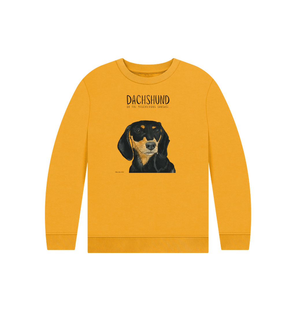 Snuggly Black and Tan Sausage Dog Kids Sweatshirt