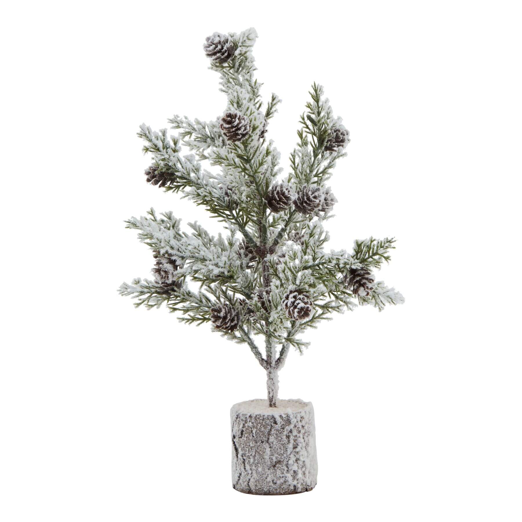 Miniature snow-dusted fir tree on rustic wood base with lifelike pinecones, perfect for winter decor   

- **Keywords included:** miniature fir tree, snow-dusted, rustic wood base, pinecones, winter decor  
- **Clear description:** Visually conveys the product's realistic details and seasonal appeal  
- **SEO & accessibility optimized:** Concise yet descriptive for both search engines and screen readers by sostter at brixbailey.com