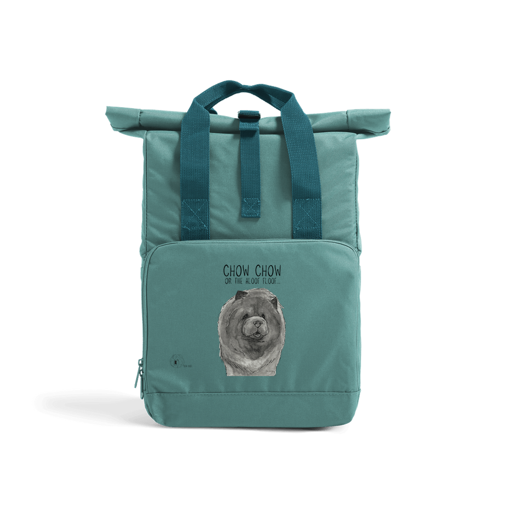 Blue Chow Chow Aloof Floof Roll Top Backpack