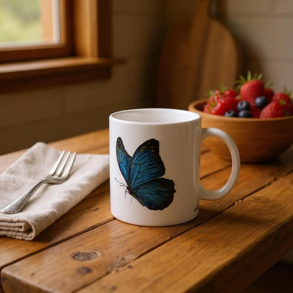 Blue Butterfly 11oz Ceramic Coffee Mug