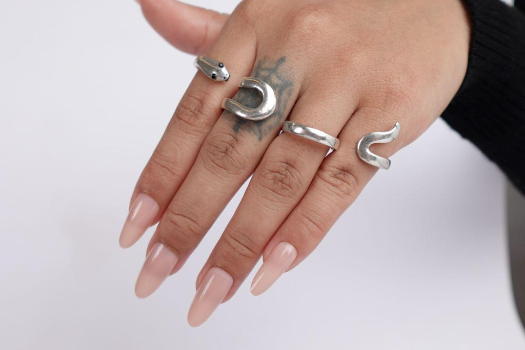 Adjustable 4 Finger Snake Ring in Brass