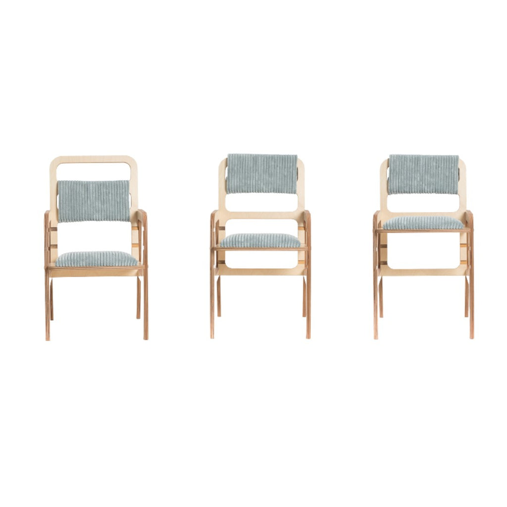 mint green ergonomic kids chair with adjustable seat height and natural birch plywood frame