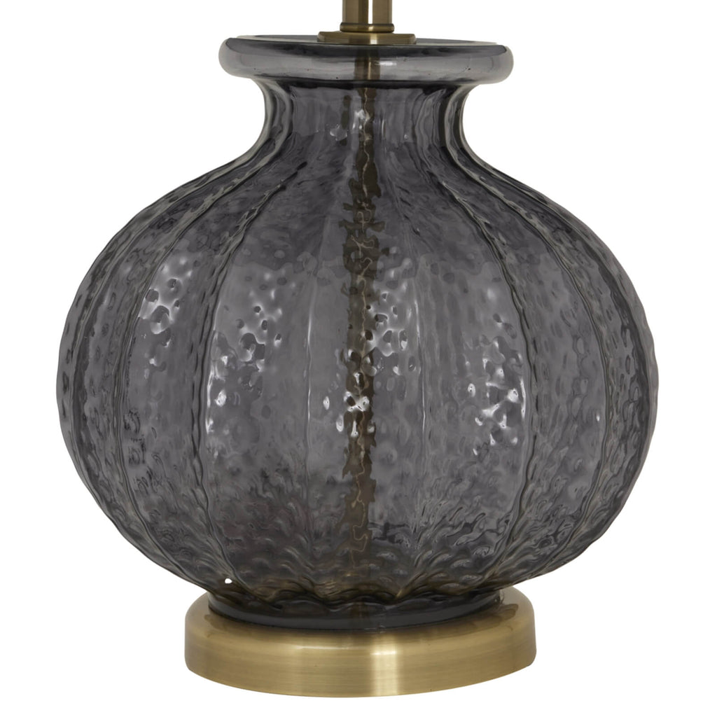 Luxton table lamp with hand-carved fluted glass base and black velvet shade, modern elegant lighting  

**  

- **Keywords included:** Luxton table lamp, fluted glass base, black velvet shade, modern lighting  
- **Clear description:** Visually describes the lamp's key features (glass base, velvet shade)  
- **SEO & accessibility optimized:** Concise, avoids redundancy, includes product type and materials by sostter at brixbailey.com