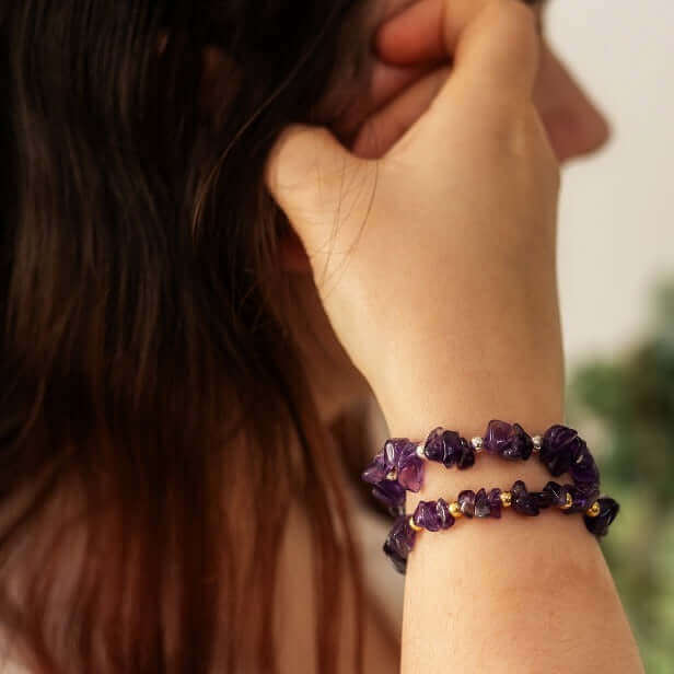 Handmade Amethyst Crystal Bracelet in Sterling Silver or Gold
