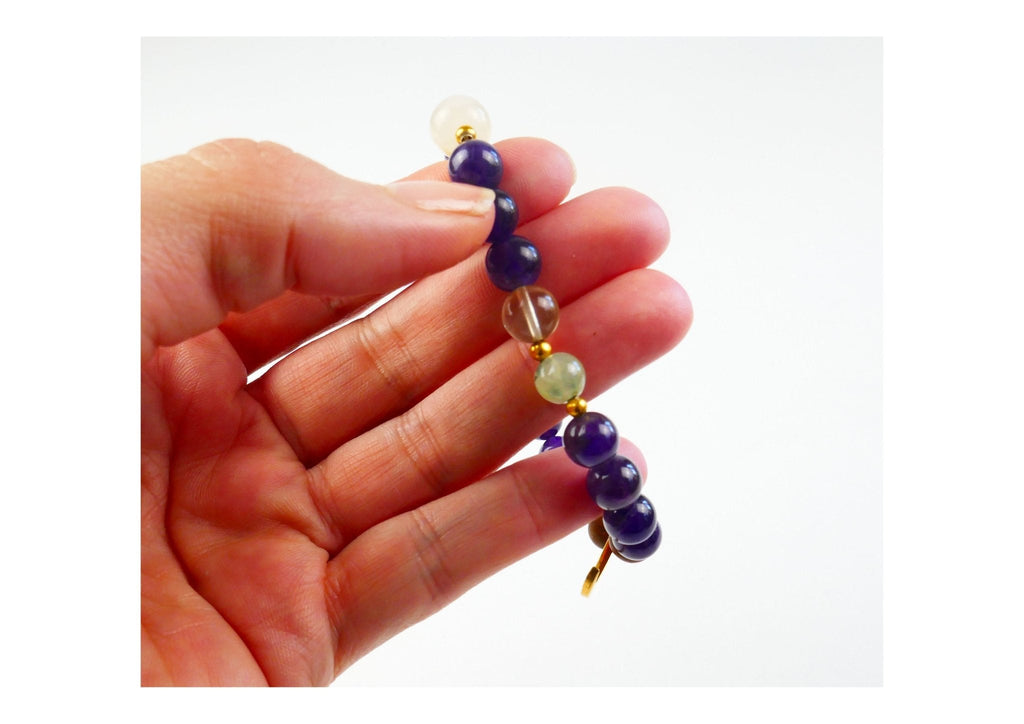 Amethyst Mala Bracelet with Lemon Quartz and Moonstone