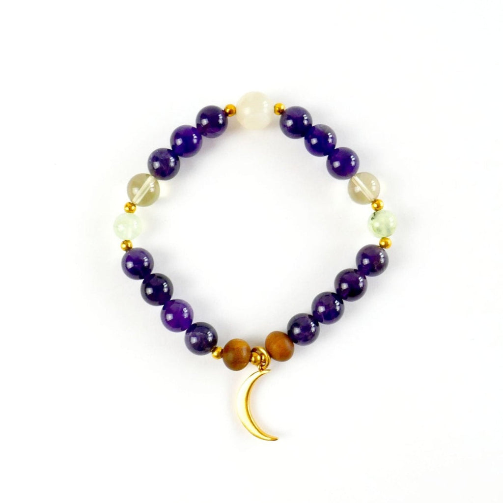 Amethyst Mala Necklace and Bracelet Set with Meditation Course