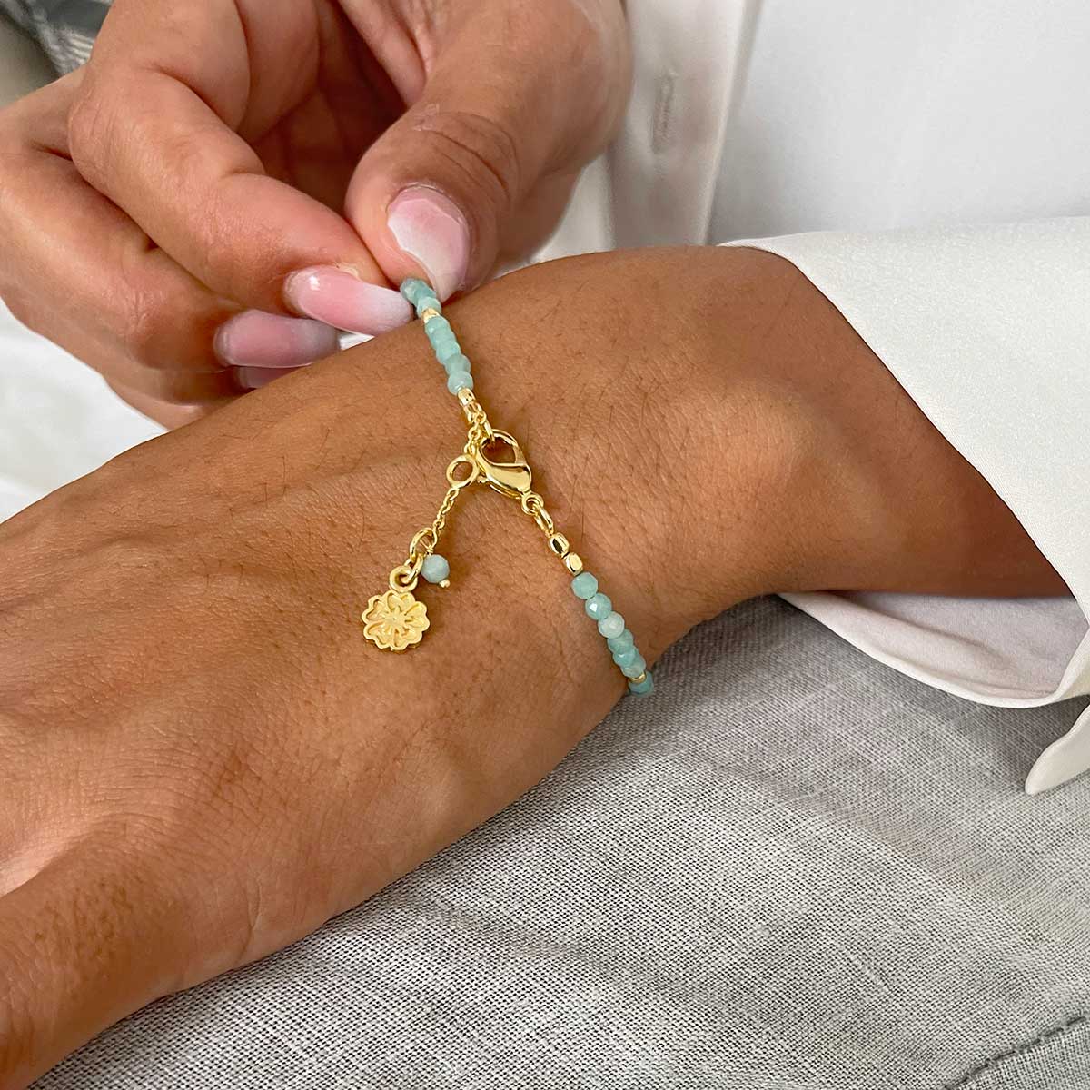 Lapis and Gold Bead Bracelet Adjustable