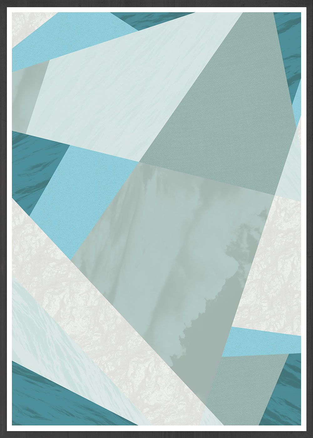 Aqua Blue Geometric Pattern Print