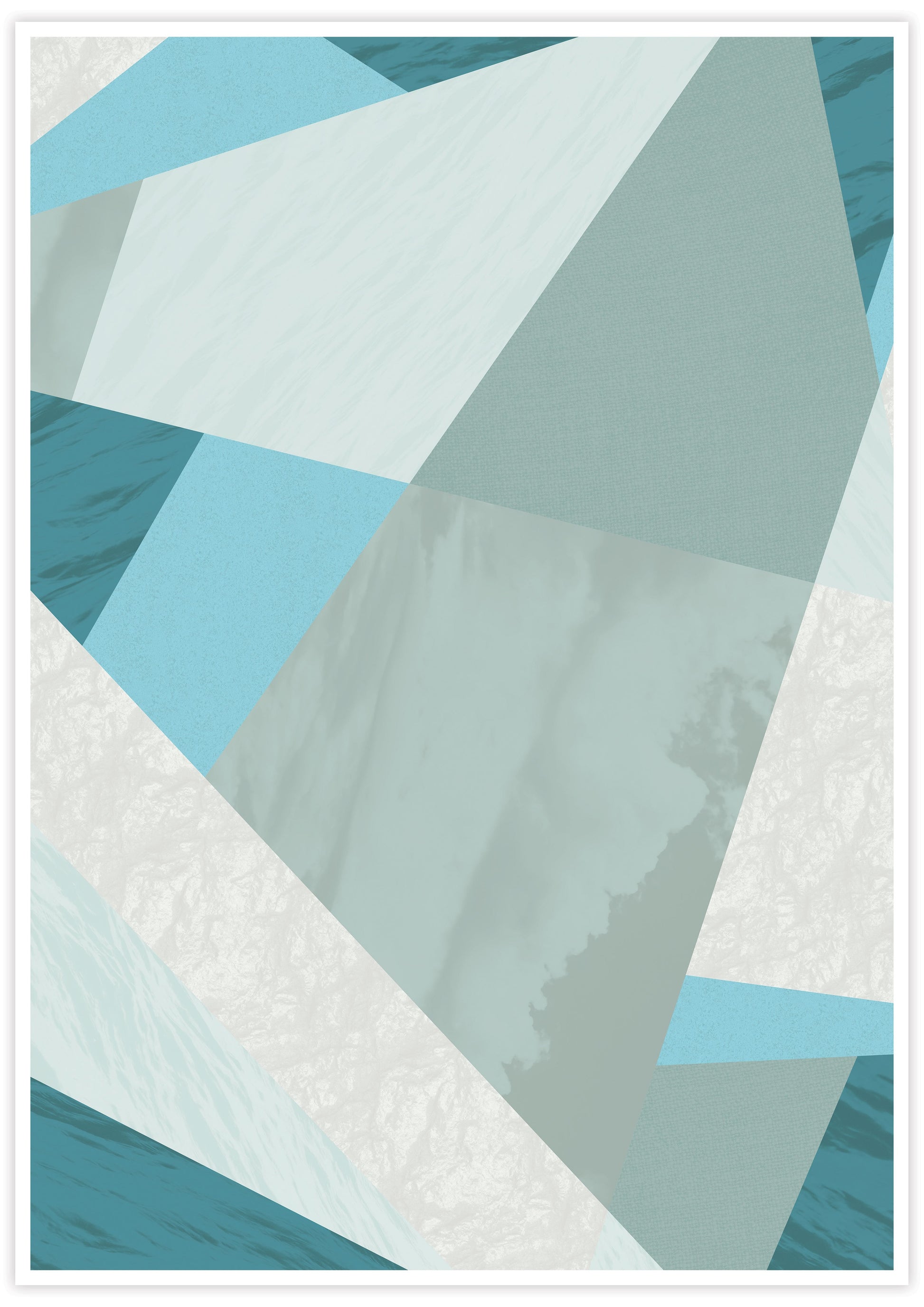Aqua Blue Geometric Pattern Print