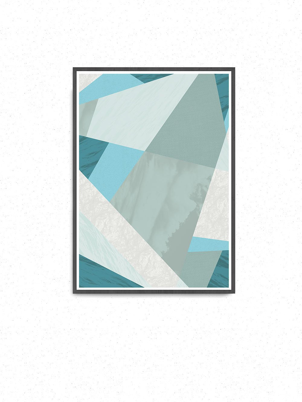 Aqua Blue Geometric Pattern Print