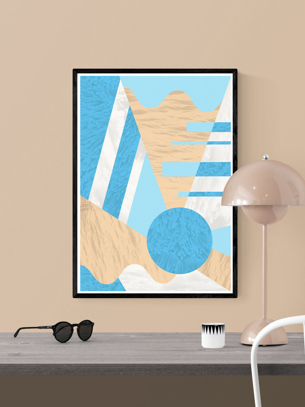 Aqua Coral Geometric Wall Art Print