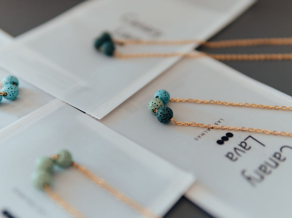 Aroma Diffuser Necklace with Lava Beads - Silver Chain