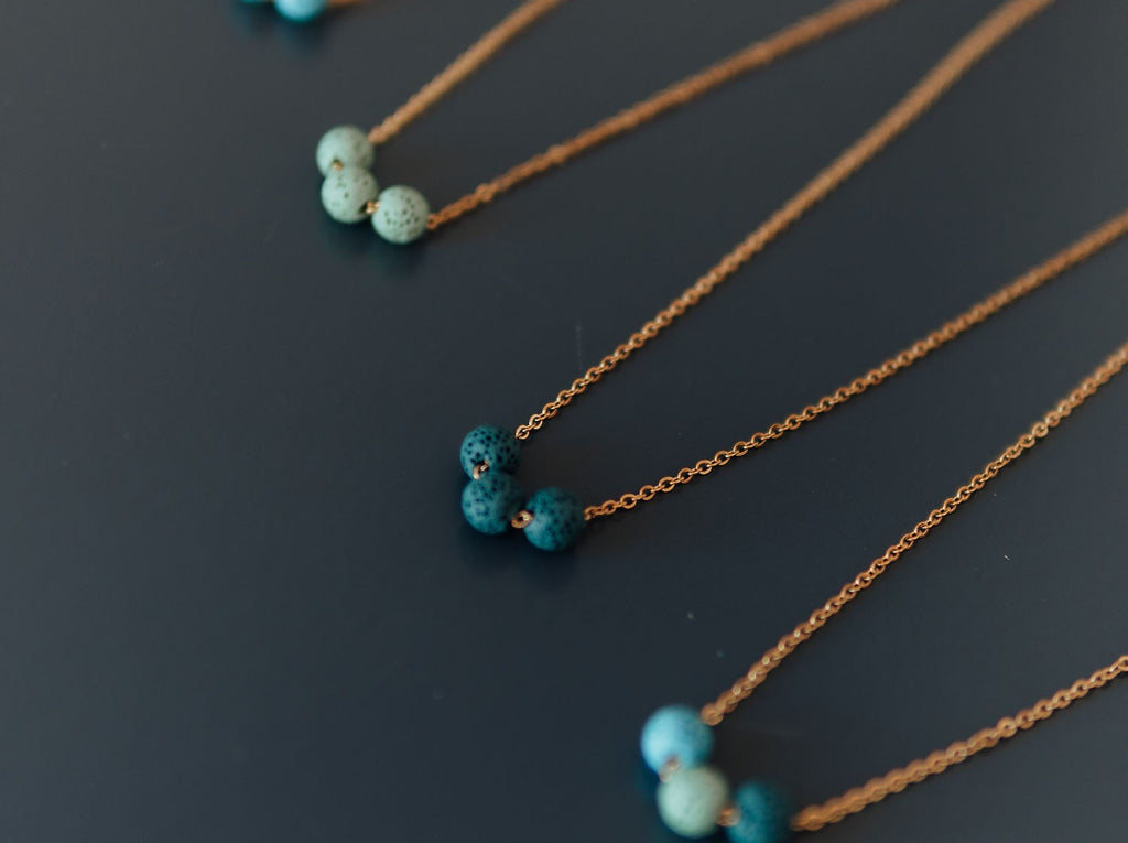 Aroma Diffuser Necklace with Lava Beads - Silver Chain