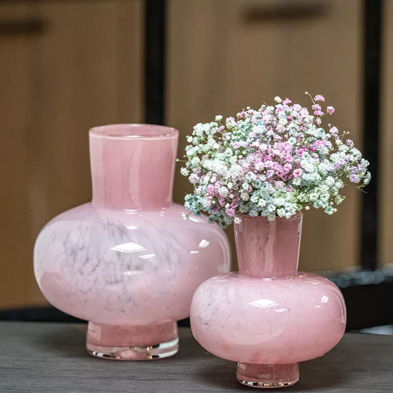 Modest Rose Mouth Blown Glass Vase