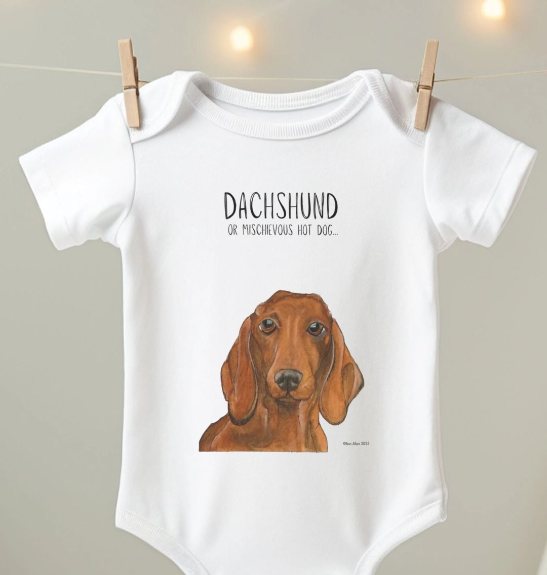 Mischievous Hot Dog Baby Bodysuit in Red