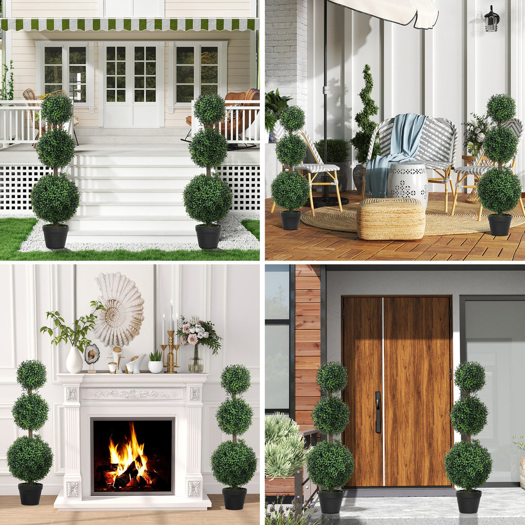 Set of 2 Decorative Artificial Boxwood Topiary Trees 100cm