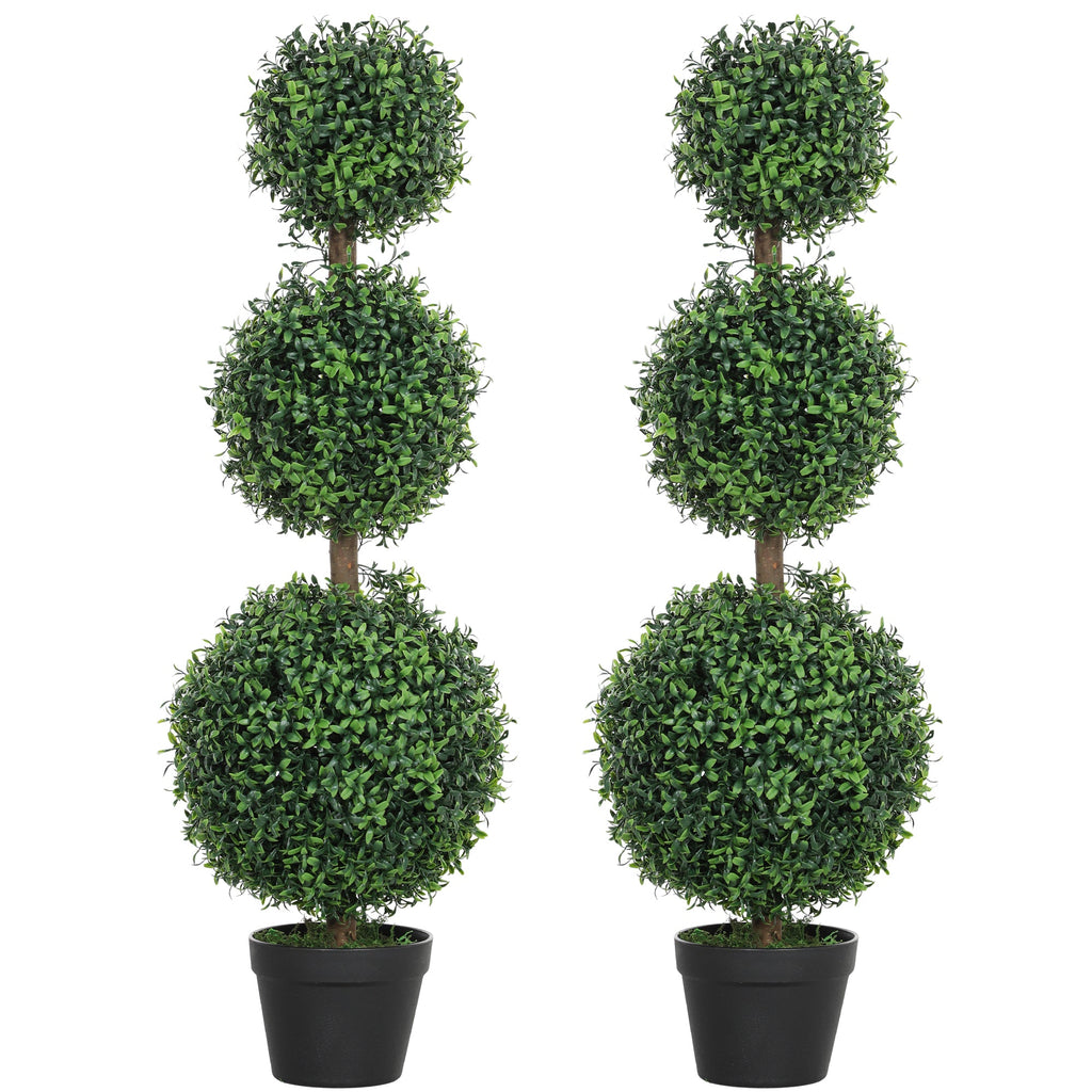 Set of 2 Decorative Artificial Boxwood Topiary Trees 100cm