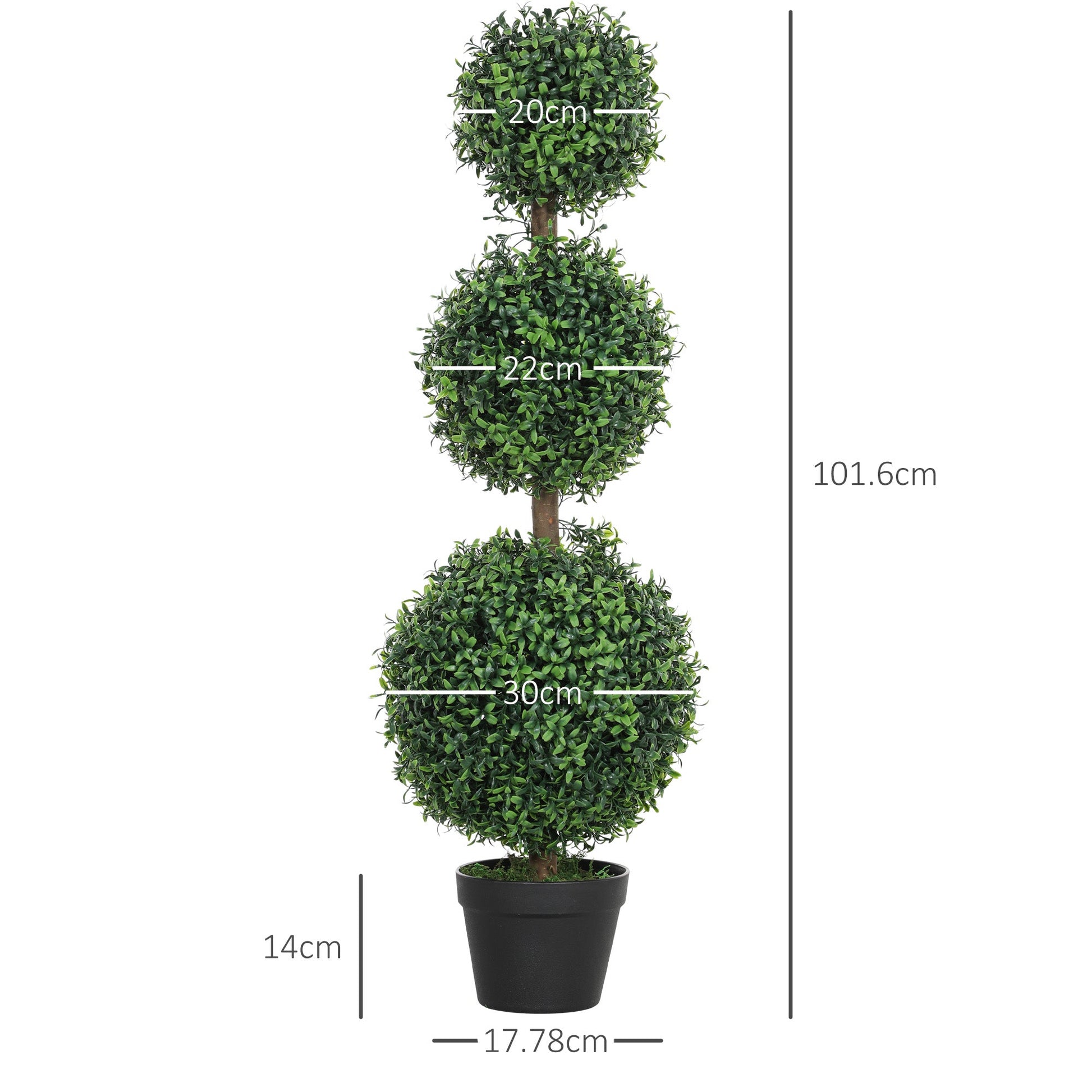 Set of 2 Decorative Artificial Boxwood Topiary Trees 100cm
