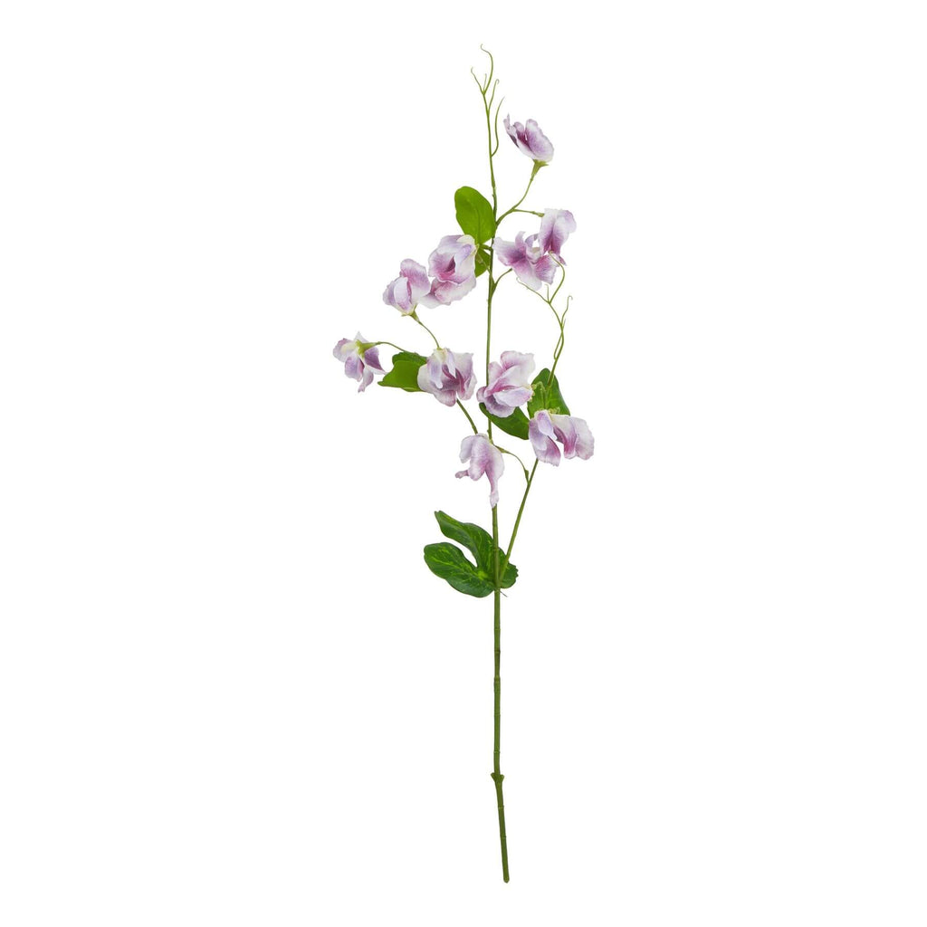 Lifelike purple artificial sweetpea stem, 24 inches, with natural shading and realistic plastic petals for floral arrangements by sostter at brixbailey.com