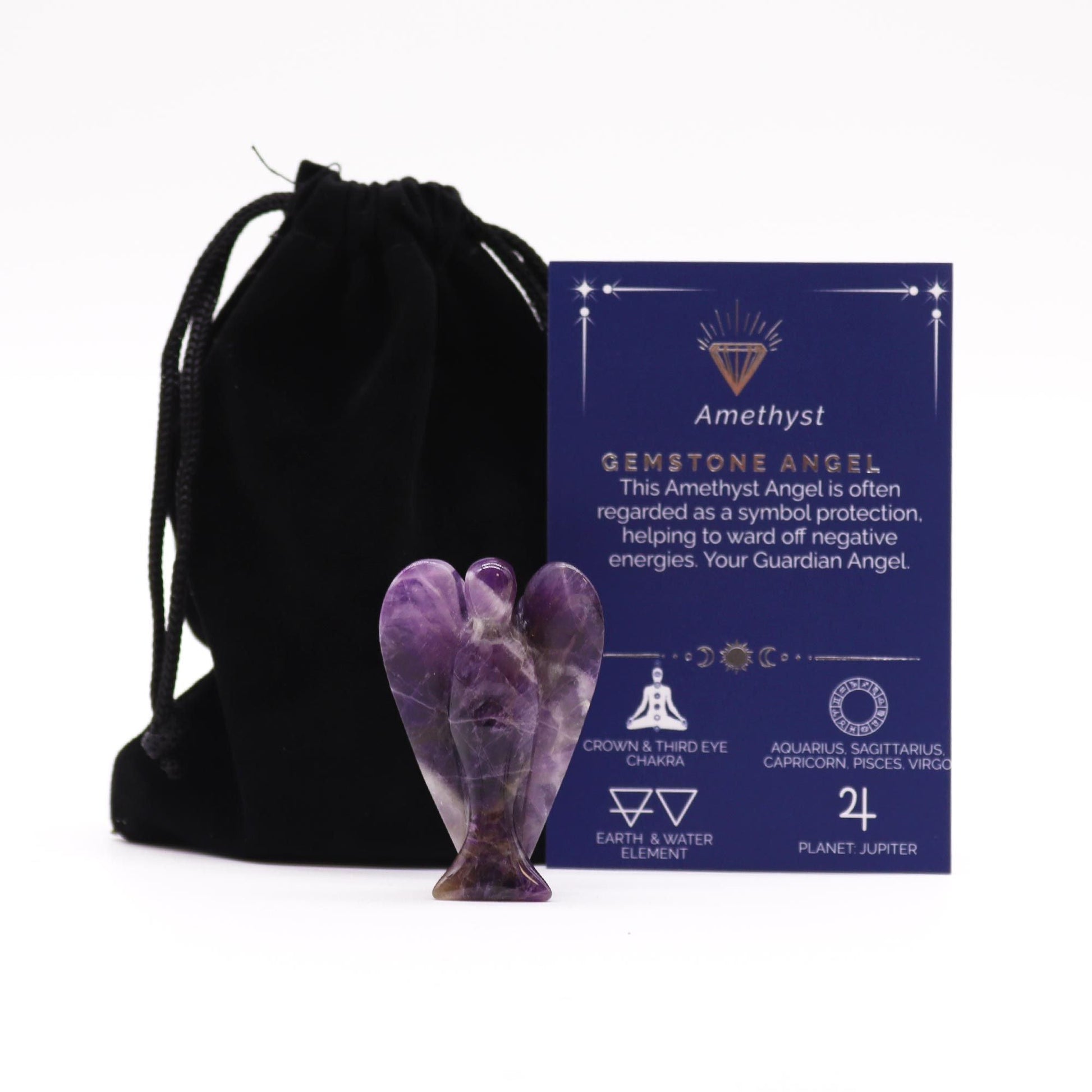 Hand Carved Amethyst Gemstone Angel