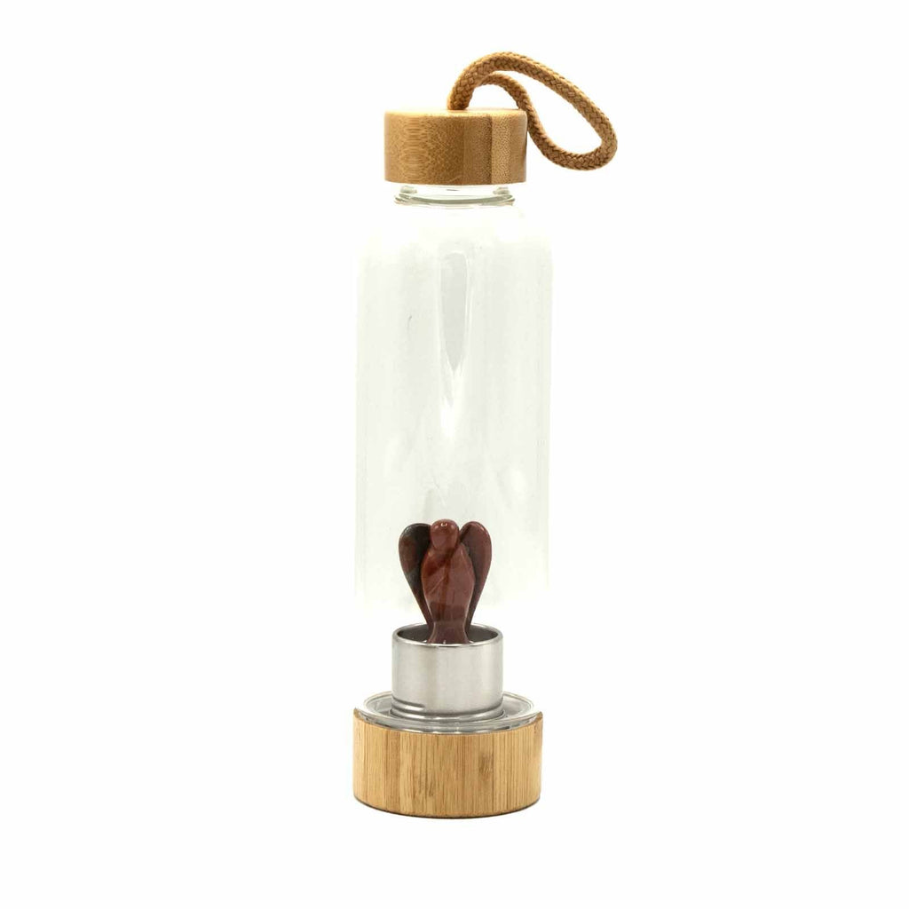 Red Jasper Crystal Infused Glass Water Bottle