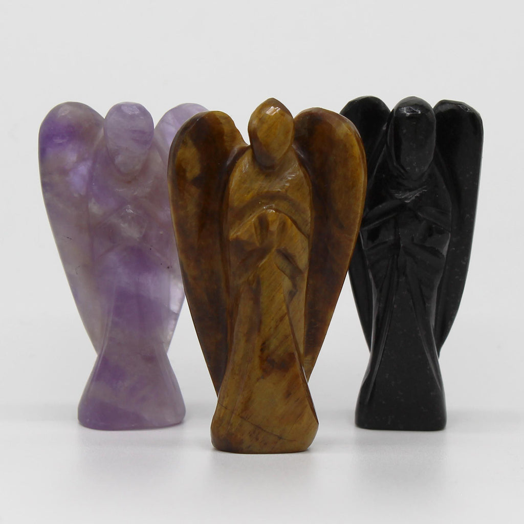 Hand Carved Gemstone Angel in Amethyst