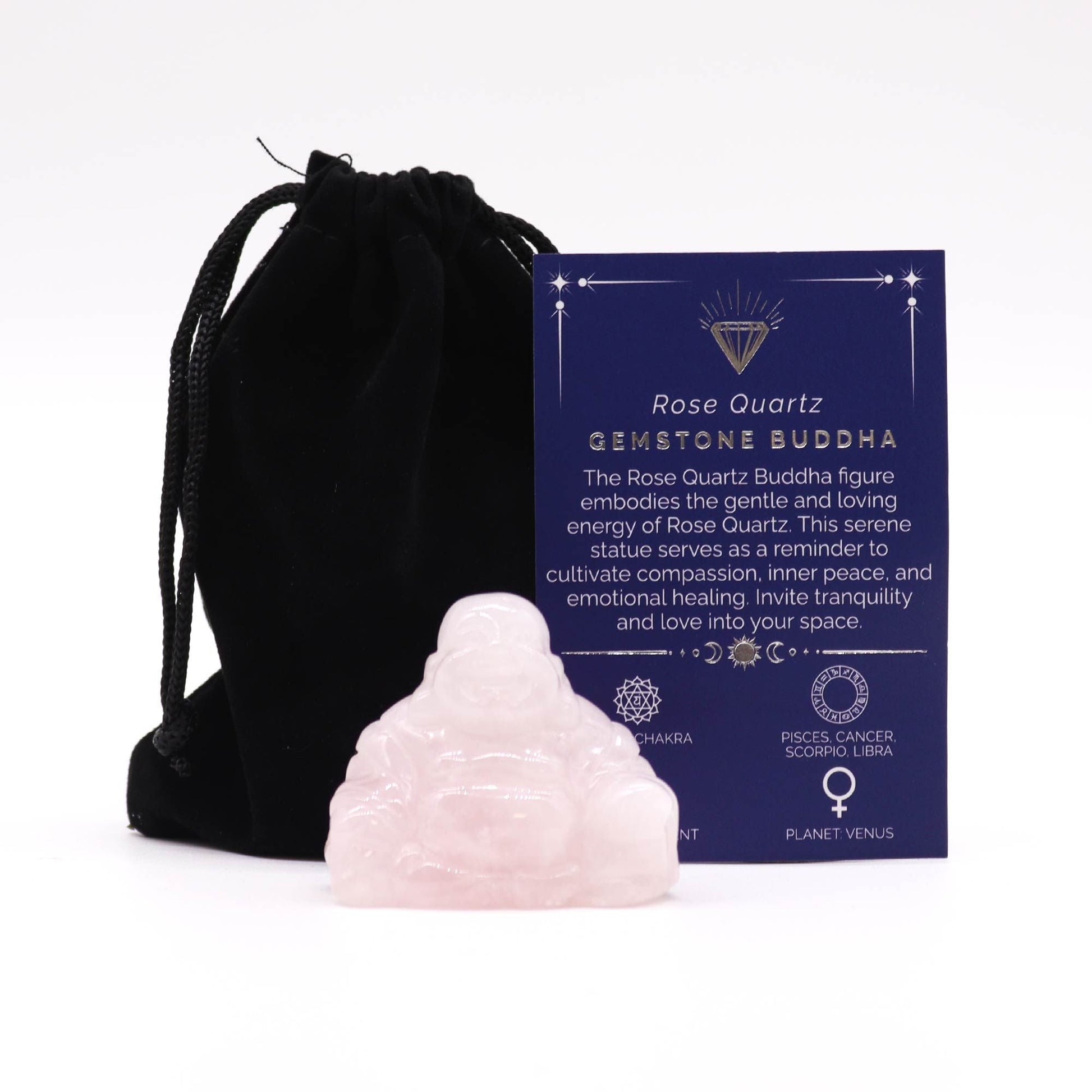 Large Rose Quartz Buddha Gemstone Sculpture