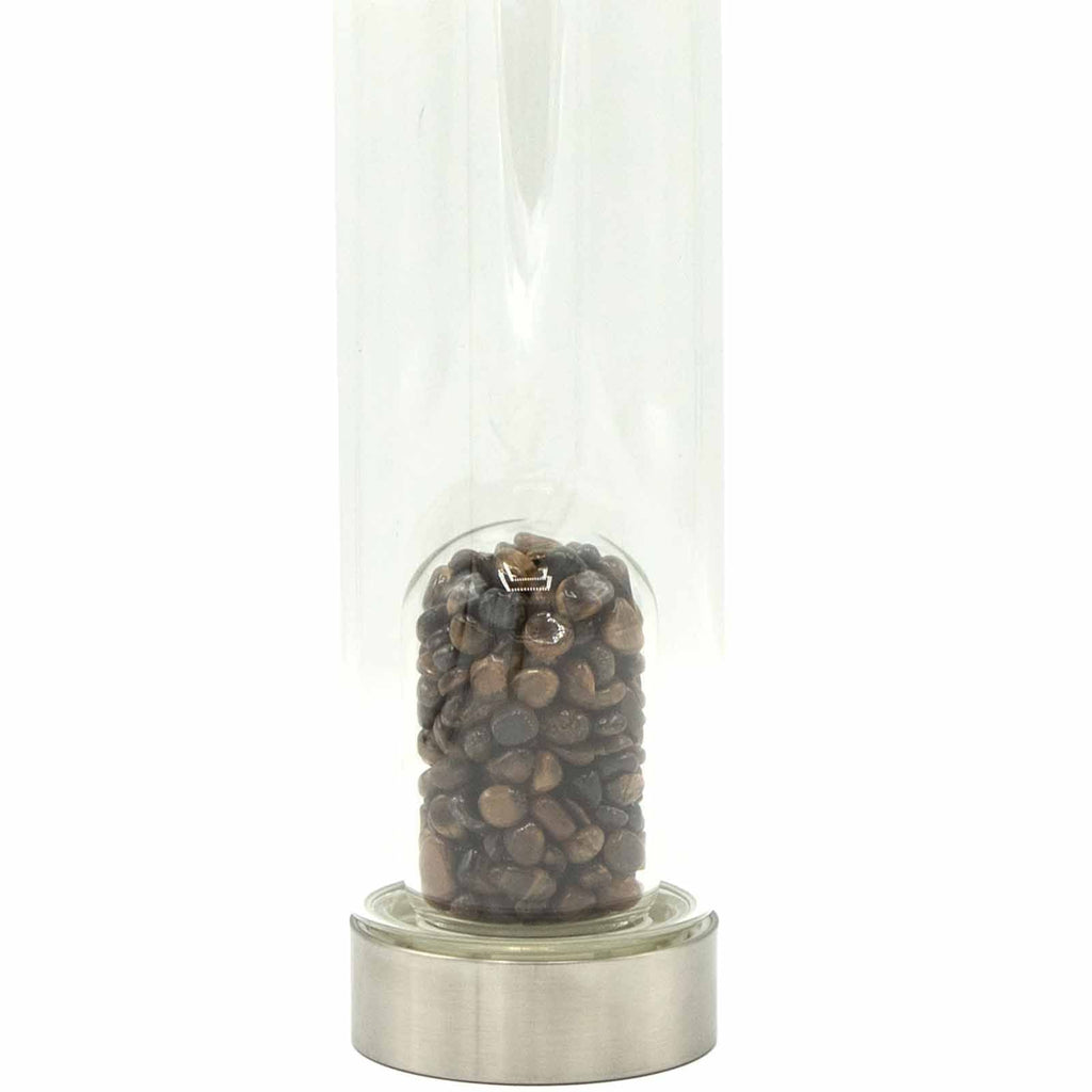 Crystal Infused Glass Water Bottle Tiger's Eye