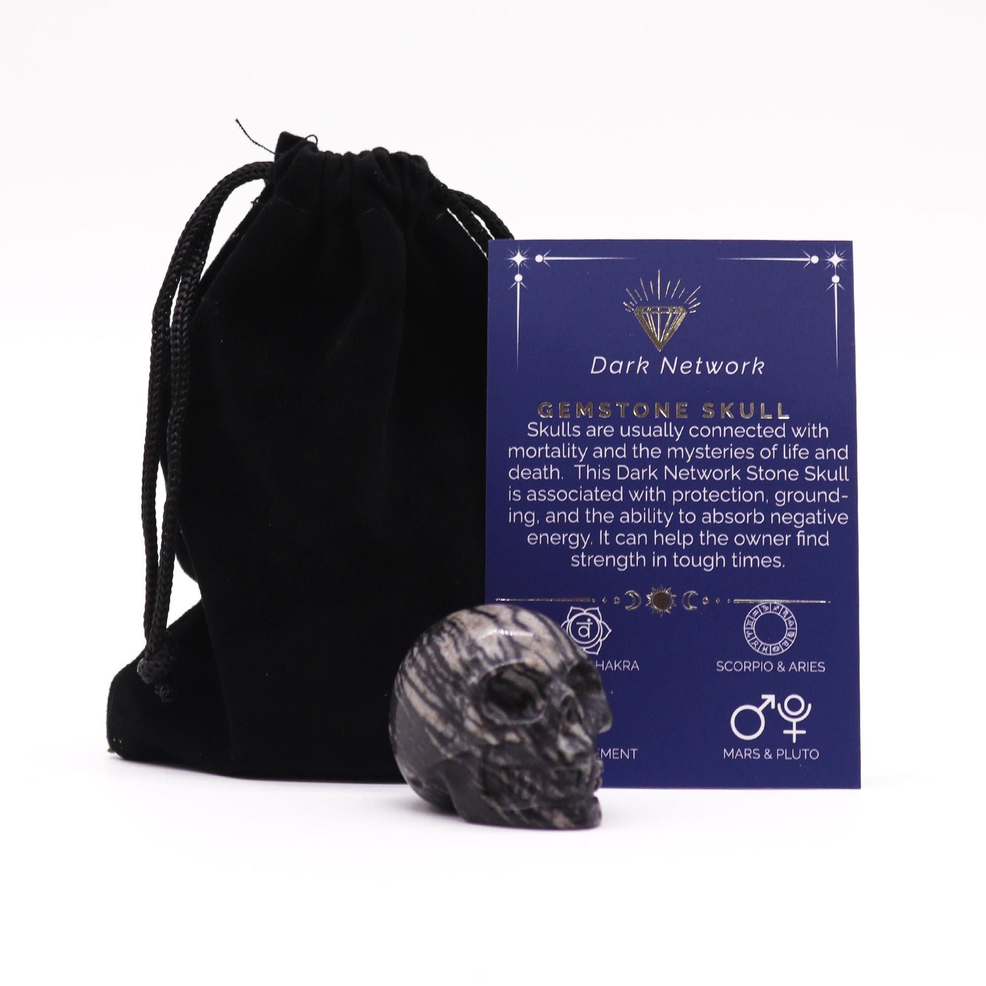 Gemstone Small Skull Dark Network Stone