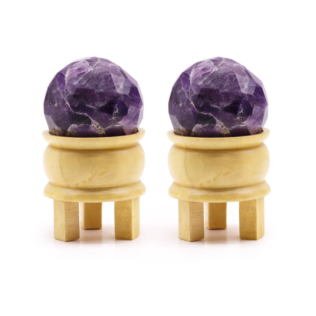 Amethyst Faceted Healing Ball with Wooden Stand