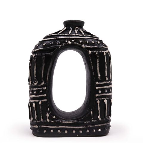 Oval Donut Shaped Dry Flowers Vase - Chocolate 23cm