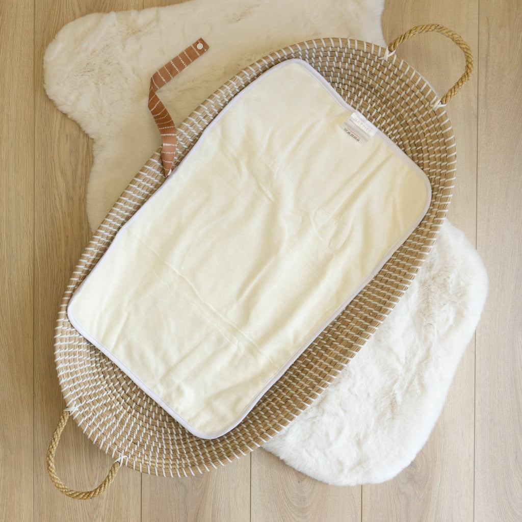 Portable Baby Changing Mat in Dune Tan and White
