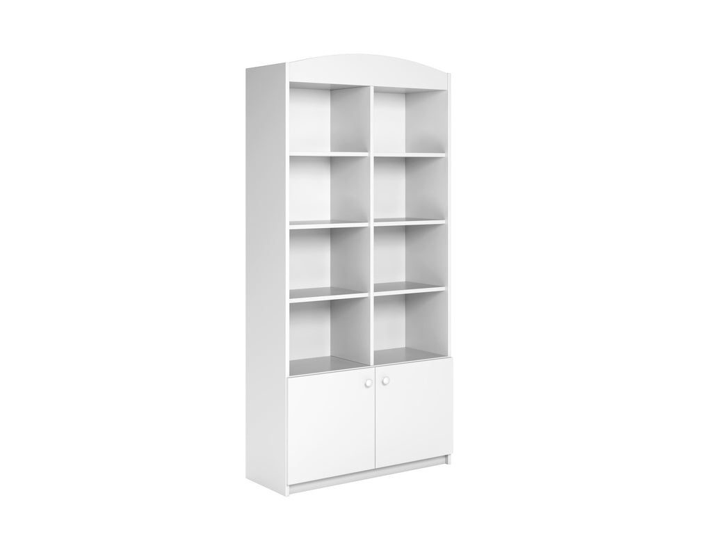 elegant double kids shelf in a refined nursery with soft morning light