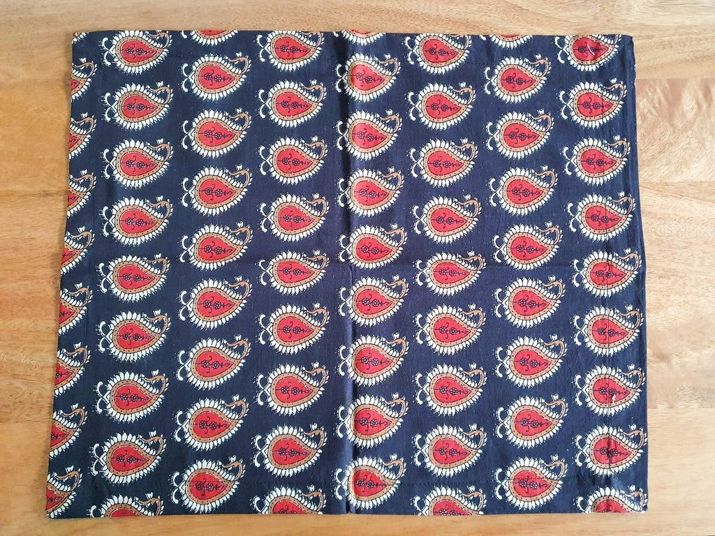 Bagru Paisley Block Printed Placemats Set of 2 Handmade Cotton