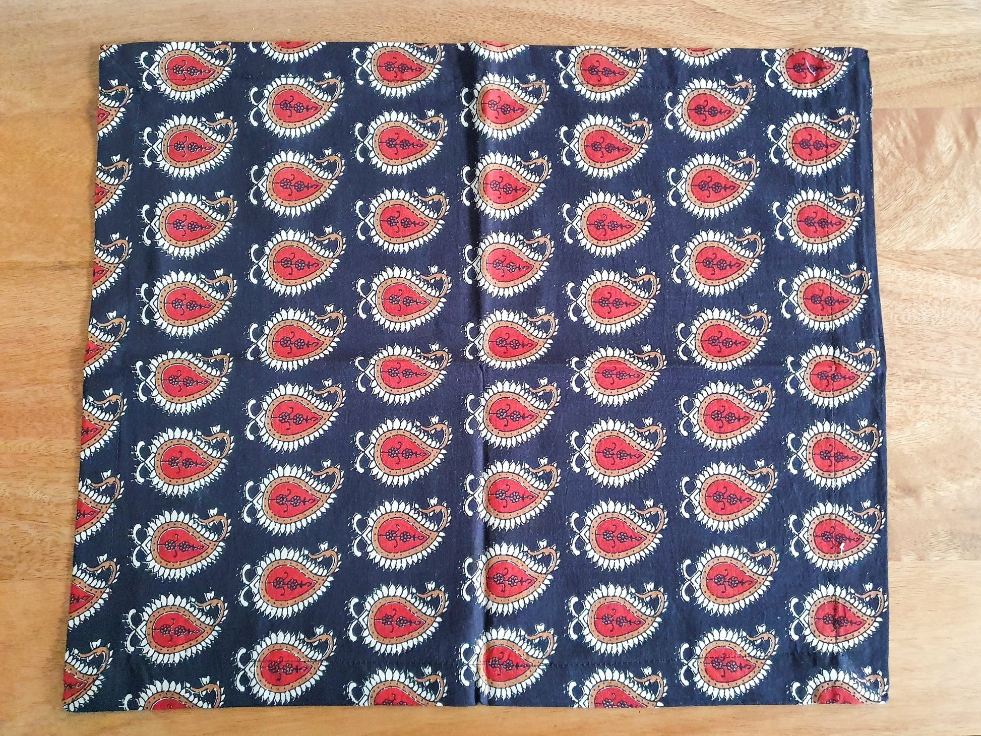 Bagru Paisley Block Printed Placemats Set of 2 Handmade Cotton