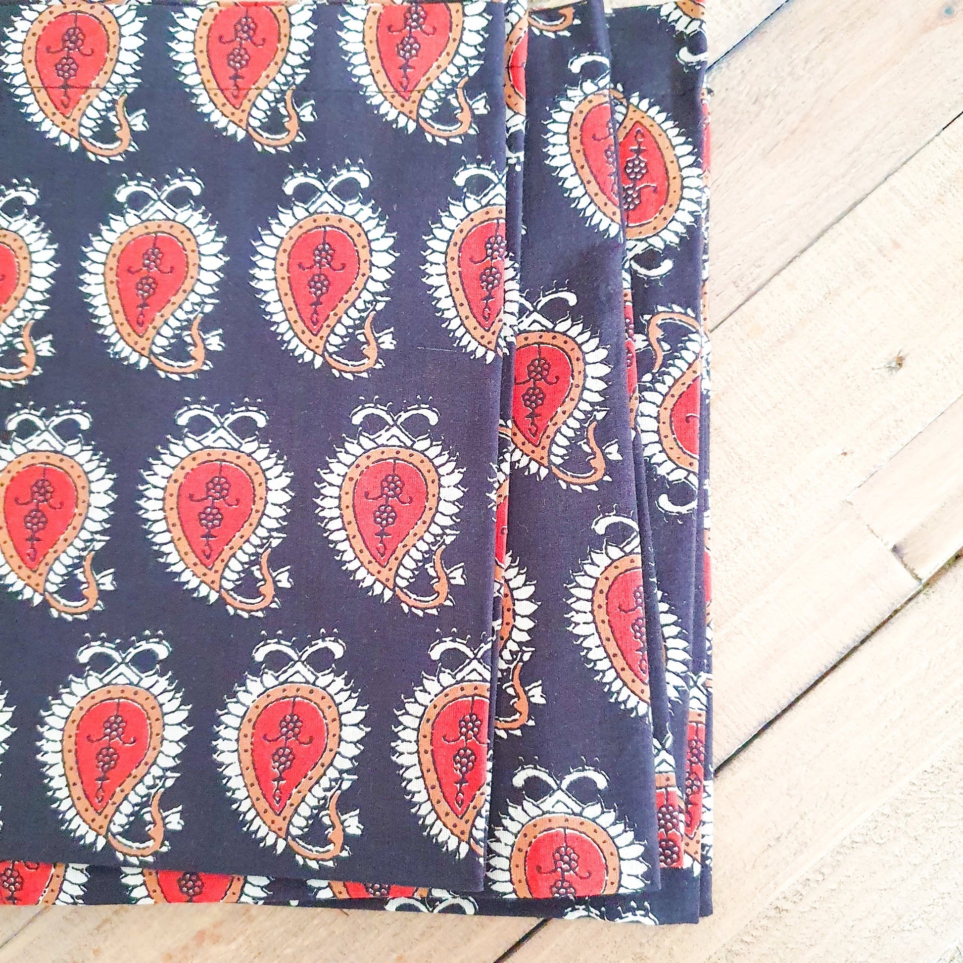 Bagru Paisley Block Printed Placemats Set of 2 Handmade Cotton
