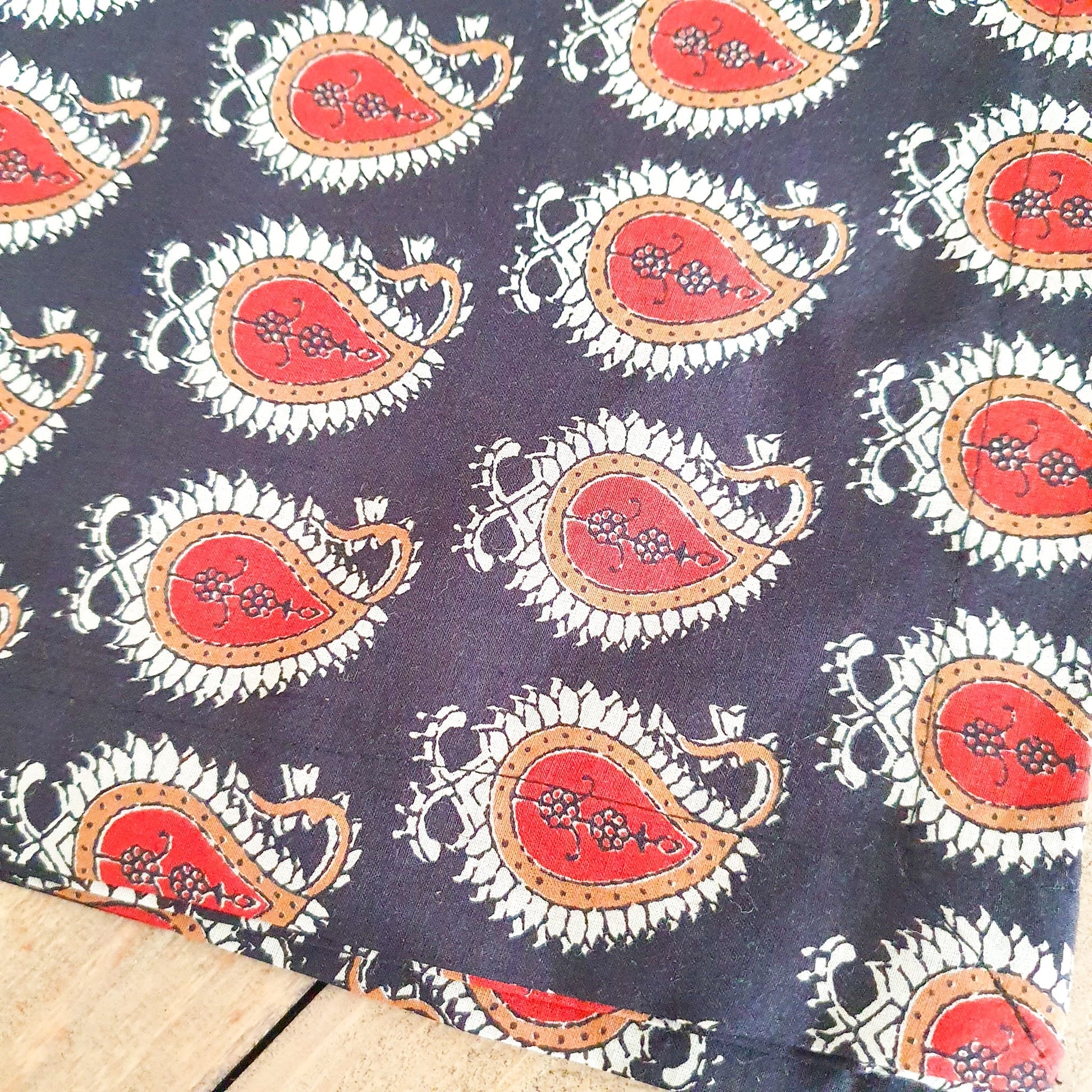 Bagru Paisley Block Printed Placemats Set of 2 Handmade Cotton