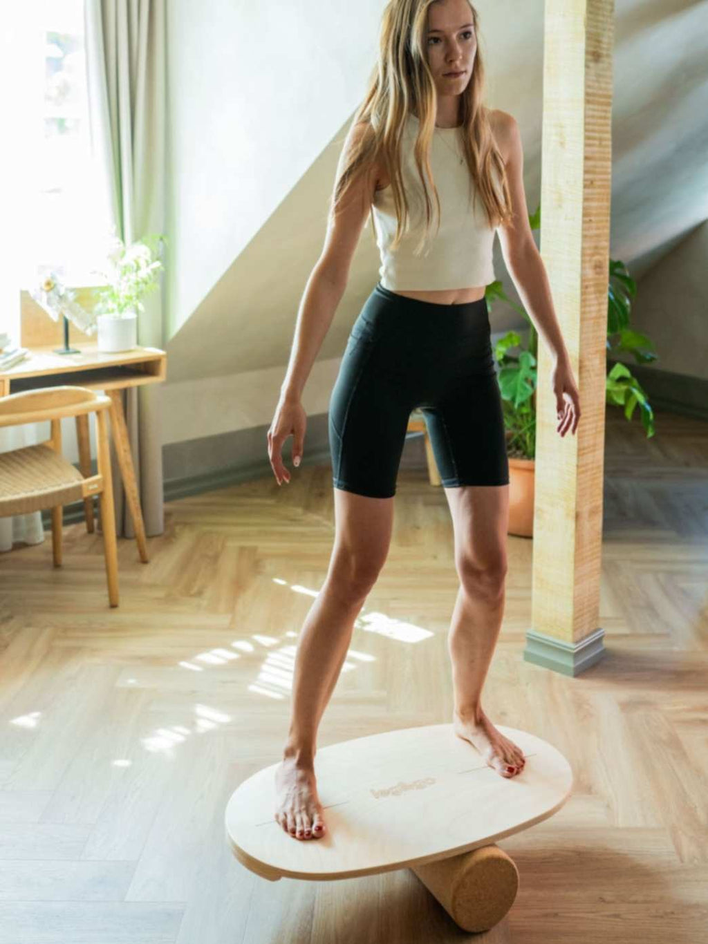 Round Balance Board With Exercise Roll - Centered Logo